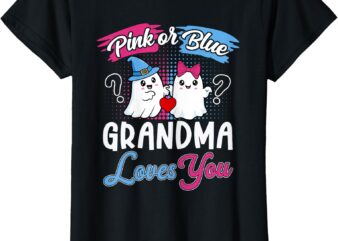 Pink or Blue Grandma Loves You Halloween Gender Reveal T-Shirt