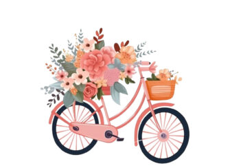 Pink bicycle with flowers