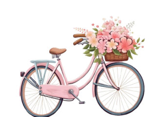 Pink bicycle with flowers