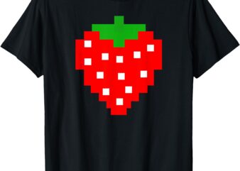 Pixel Strawberry 80s Video Game Halloween Costume T-Shirt