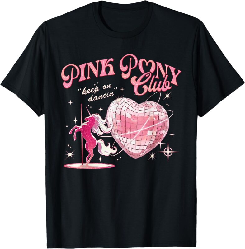 Pony and Heels Lover Pink Girls Clubs Disco Birthday Cowgirl T-Shirt