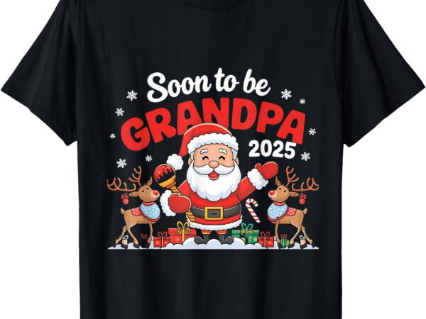 Promoted to grandpa 2025 funny cute christmas new grandpa t-shirt