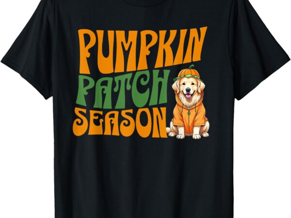 Pumpkin patch season golden retriever fall t-shirt