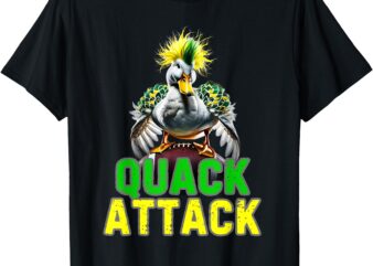 Quack Attack by Angry White, Green and Yellow Duck T-Shirt