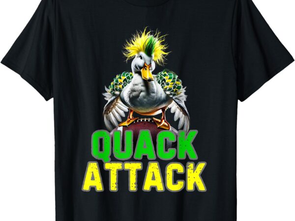 Quack attack by angry white, green and yellow duck t-shirt