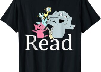 Read Book Cute School Teacher Librarian Elephant Pigeon T-Shirt