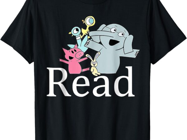 Read book cute school teacher librarian elephant pigeon t-shirt