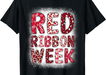 Red Ribbon Week Groovy Red Ribbon Awareness For Women Men T-Shirt