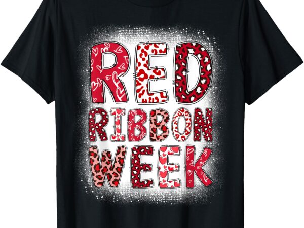 Red ribbon week groovy red ribbon awareness for women men t-shirt