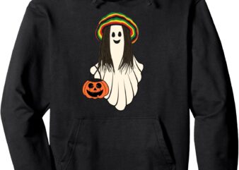 Reggae Ghost, Halloween Reggae, Cute Halloween Rasta Ghost Pullover Hoodie t shirt design online