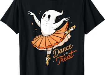 Retro Cute Dance Or Treat Ballet Ghost Halloween Dance Lover T-Shirt