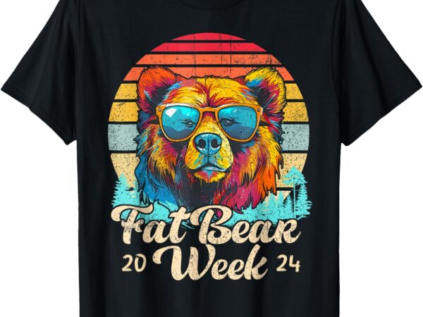 Retro fat bear week 2024 grazer wild animals nature bears t-shirt