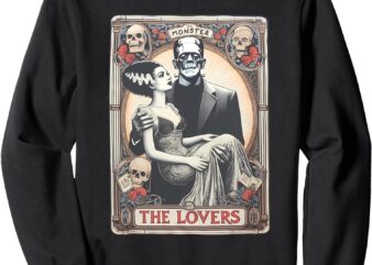 Retro Halloween Frankenstein Lovers Tarot Card Halloween Sweatshirt