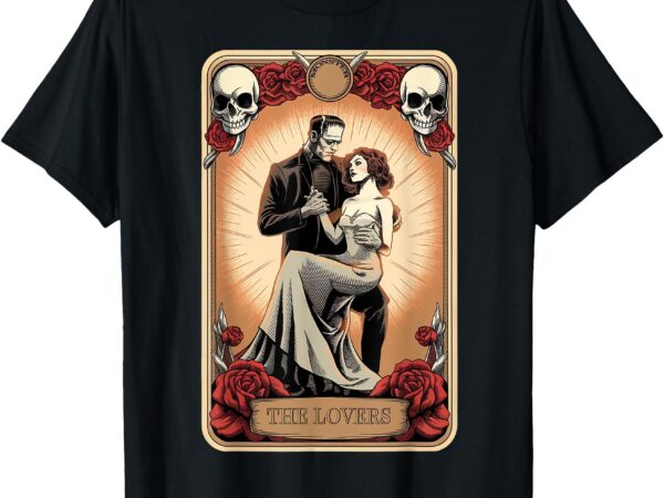 Retro halloween frankenstein lovers tarot card halloween t-shirt