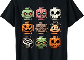 Retro Horror Bricks Head Scary Halloween Mask T-Shirt