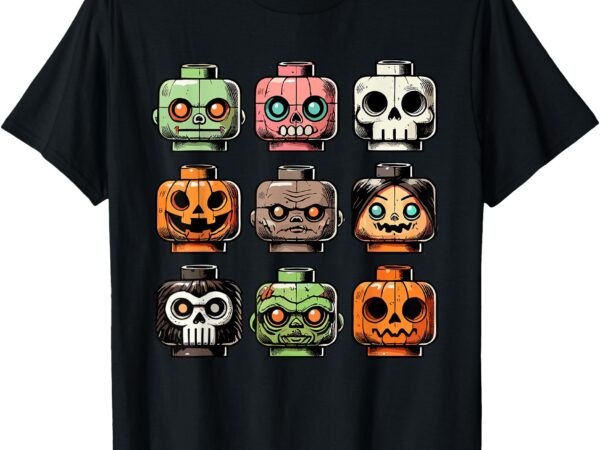 Retro horror bricks head scary halloween mask t-shirt