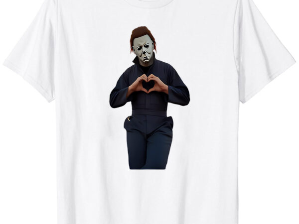 Retro michael myers heart hands tshirt funny horror movie halloween t-shirt