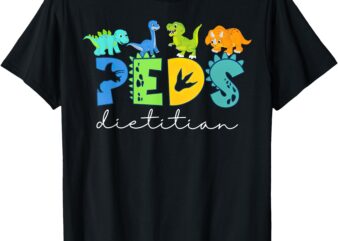 Retro PEDS Dietitian Pediatric Nurse Dietitian Cute Dinosaur T-Shirt