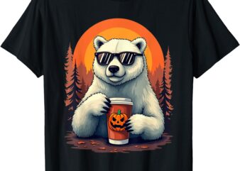 Retro Polar Bear in Sunglasses 80s 90s Halloween Funny Bear T-Shirt