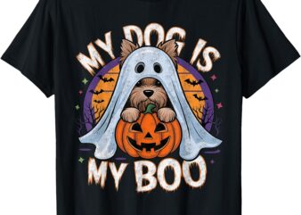 Retro Vintage My Dog Is My Boo Halloween Ghost Dog Costume T-Shirt