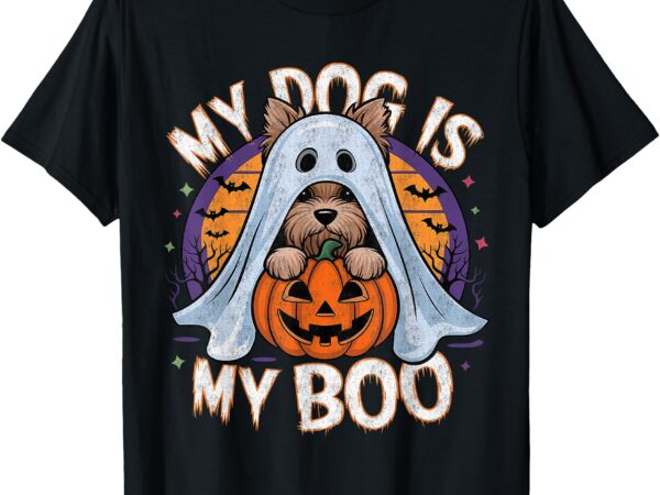 Retro vintage my dog is my boo halloween ghost dog costume t-shirt