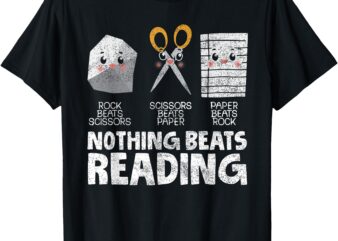 Rock Paper Scissor Reading Book Reading Teacher Bookworm Te T-Shirt