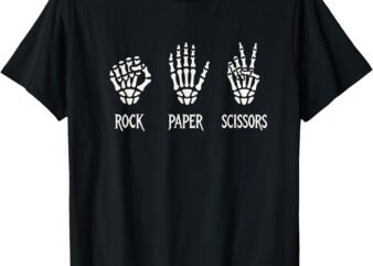 Rock Paper Scissors Skeleton Hands Funny Halloween Women Men T-Shirt