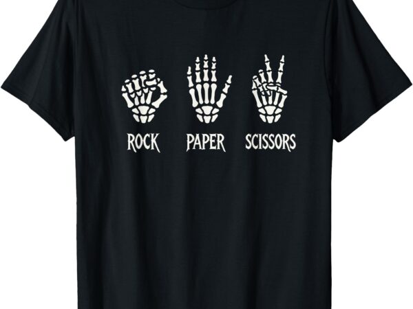 Rock paper scissors skeleton hands funny halloween women men t-shirt