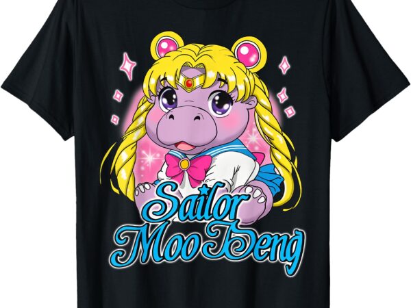 Sailor moo deng bouncy pig in thai cute baby hippo t-shirt