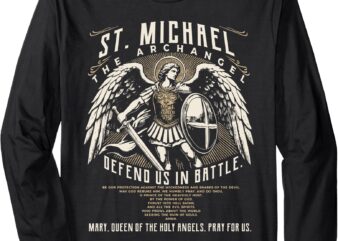 Saint Michael the Archangel Prayer Catholic Christian Pastor Long Sleeve T-Shirt