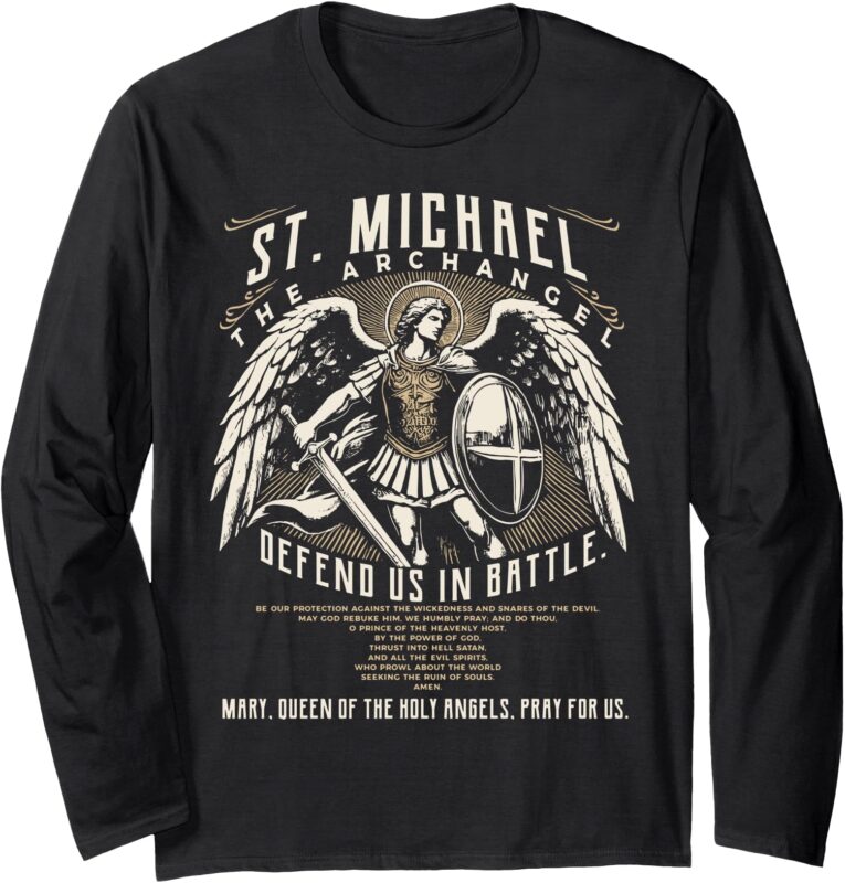 Saint Michael the Archangel Prayer Catholic Christian Pastor Long Sleeve T-Shirt