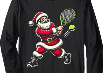 Santa Claus Playing Tennis Christmas Xmas Long Sleeve T-Shirt