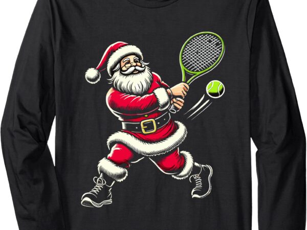 Santa claus playing tennis christmas xmas long sleeve t-shirt