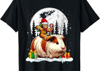 Santa Gingerbread Riding Guinea Pig Christmas Kids Toddlers T-Shirt