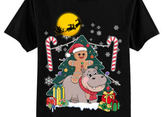 Santa Gingerbread Riding Moo-Deng Christmas Kids Toddlers T-Shirt ltsp