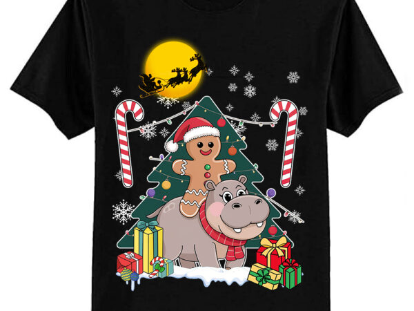 Santa gingerbread riding moo-deng christmas kids toddlers t-shirt ltsp