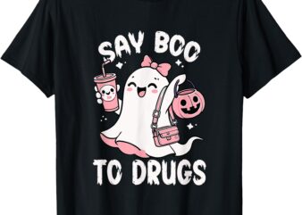 Say Boo To Drugs Funny Halloween Red Ribbon T-Shirt