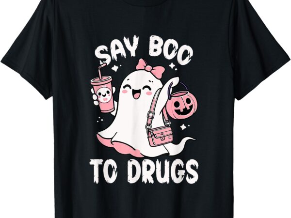 Say boo to drugs funny halloween red ribbon t-shirt