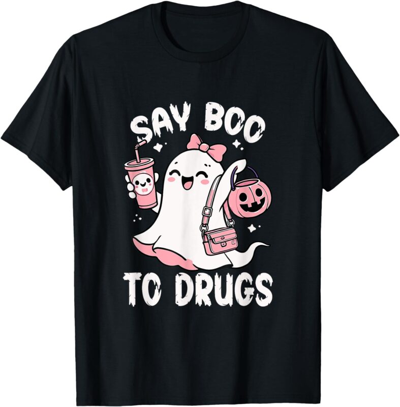 Say Boo To Drugs Funny Halloween Red Ribbon T-Shirt