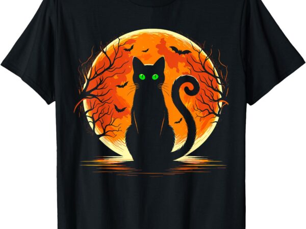 Scary cat costume retro moon cat t-shirt