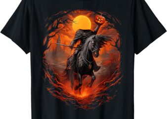 Scary Pumpkin Headless Horseman Halloween T-Shirt