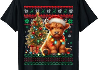 Scottish Highland Cow Christmas Funny Cow Lover Xmas T-Shirt