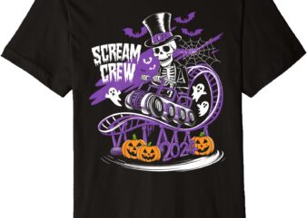 Scream Crew Squad Creepy Skeleton On Rollercoaster Halloween Premium T-Shirt