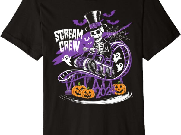 Scream crew squad creepy skeleton on rollercoaster halloween premium t-shirt