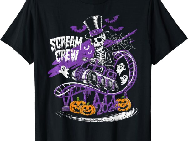 Scream crew squad creepy skeleton on rollercoaster halloween t-shirt