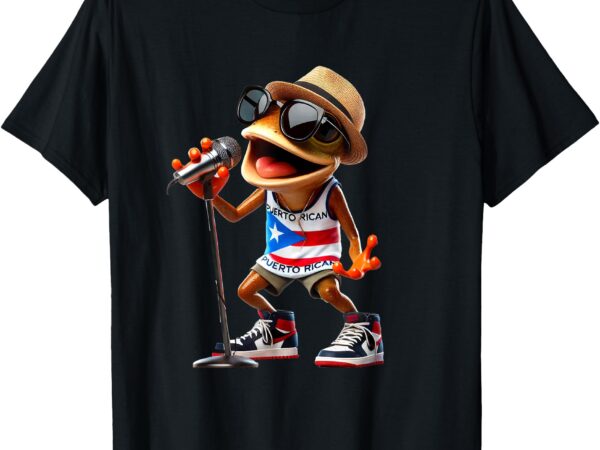 Singing coqui puerto rican flag sunglasses boricua hat fun t-shirt