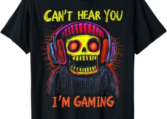 Skeleton Gamer Funny Video Gaming Graphic Tee Boys Men Kids T-Shirt