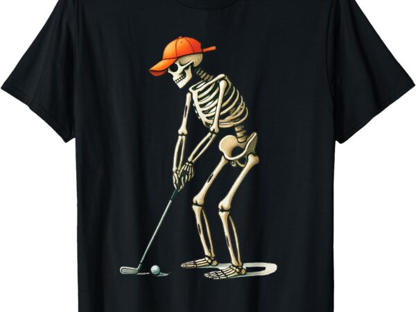 Skeleton golf halloween golfer golf player funny men dad t-shirt