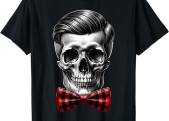 Skeleton with Bow Tie Gentleman Barber Halloween T-Shirt