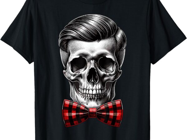 Skeleton with bow tie gentleman barber halloween t-shirt